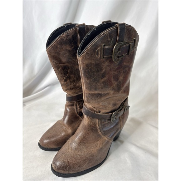 dingo Other - Dingo Women's Brown Leather Harness Western Boots Size 7 M Buckle Cowgirl